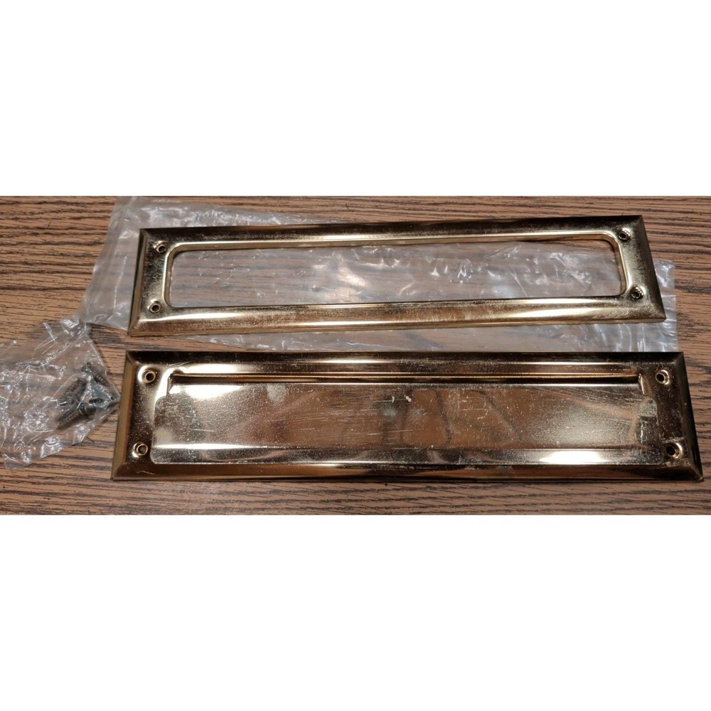 Vintage Package Sized Brass Letter Box Plate & Hardware